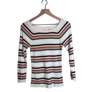 MOTH ANTHROPOLOGIE Multicolor Striped Ribbed scoop neck knit sweater M